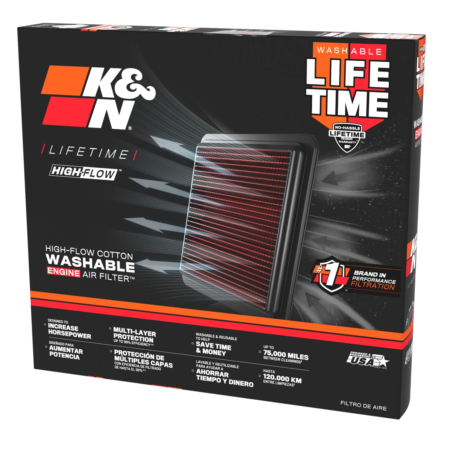 K&N High-Flow Original Lifetime Engine Air Filter - CHEVROLET MALIBU L4-2.5L F/I 14 K&N High-Flow Original Lifetime Engine Air Filter - CHEVROLET MALIBU L4-2.5L F/I - Image 14
