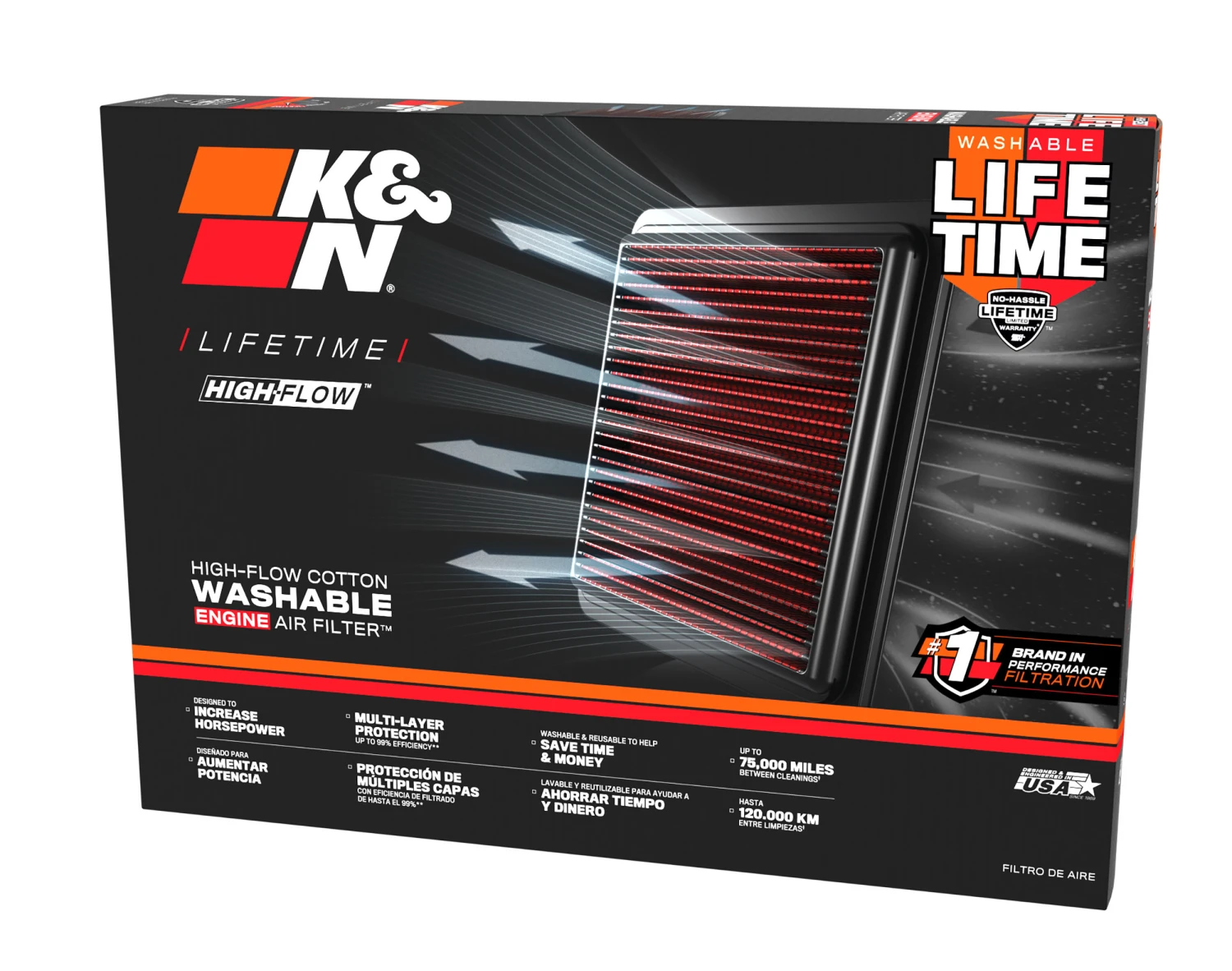 K&N High-Flow Original Lifetime Engine Air Filter - JAGUAR F-TYPE V8-5.0L F/I (LEFT) 13 K&N High-Flow Original Lifetime Engine Air Filter - JAGUAR F-TYPE V8-5.0L F/I (LEFT) - Image 13