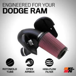 K&N Cold Air Intake - High-flow, Roto-mold Tube - DODGE RAM 2500/3500 L6-5.9L TURBO DSL -Auto Filter Shop 57 1532 Exploded 1