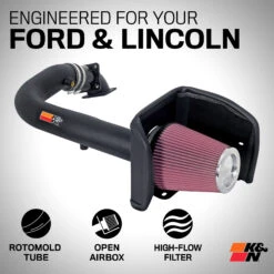 K&N Cold Air Intake - High-flow, Roto-mold Tube - FORD/LINCOLN F150/MARK LT, V8-5.4L -Auto Filter Shop 57 2556 Exploded 1