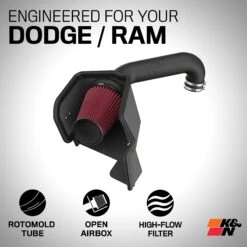 K&N Cold Air Intake - High-flow, Roto-mold Tube - DODGE/RAM 1500 V8-5.7LHEMI 15 K&N Cold Air Intake - High-flow, Roto-mold Tube - DODGE/RAM 1500 V8-5.7LHEMI -Auto Filter Shop 63 1561 Exploded 1