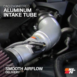 K&N Cold Air Intake - High-flow, Aluminum Tube - NISSAN/INFINITI 370Z/G37 V6-3.7L , SILVE -Auto Filter Shop 69 7078TS AlumTubePC