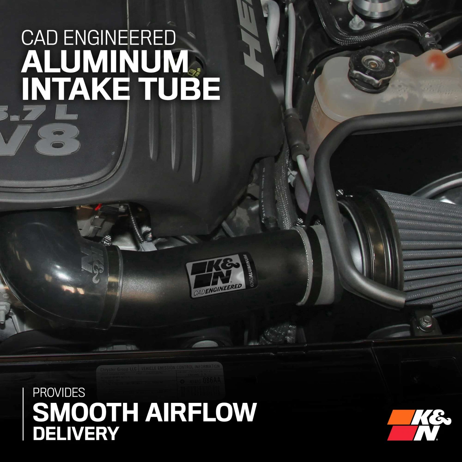 K&N Cold Air Intake - Dryflow, Aluminum Tube - DODGE/CHRYSLER V8-5.7/6.1L 5 K&N Cold Air Intake - Dryflow, Aluminum Tube - DODGE/CHRYSLER V8-5.7/6.1L - Image 5