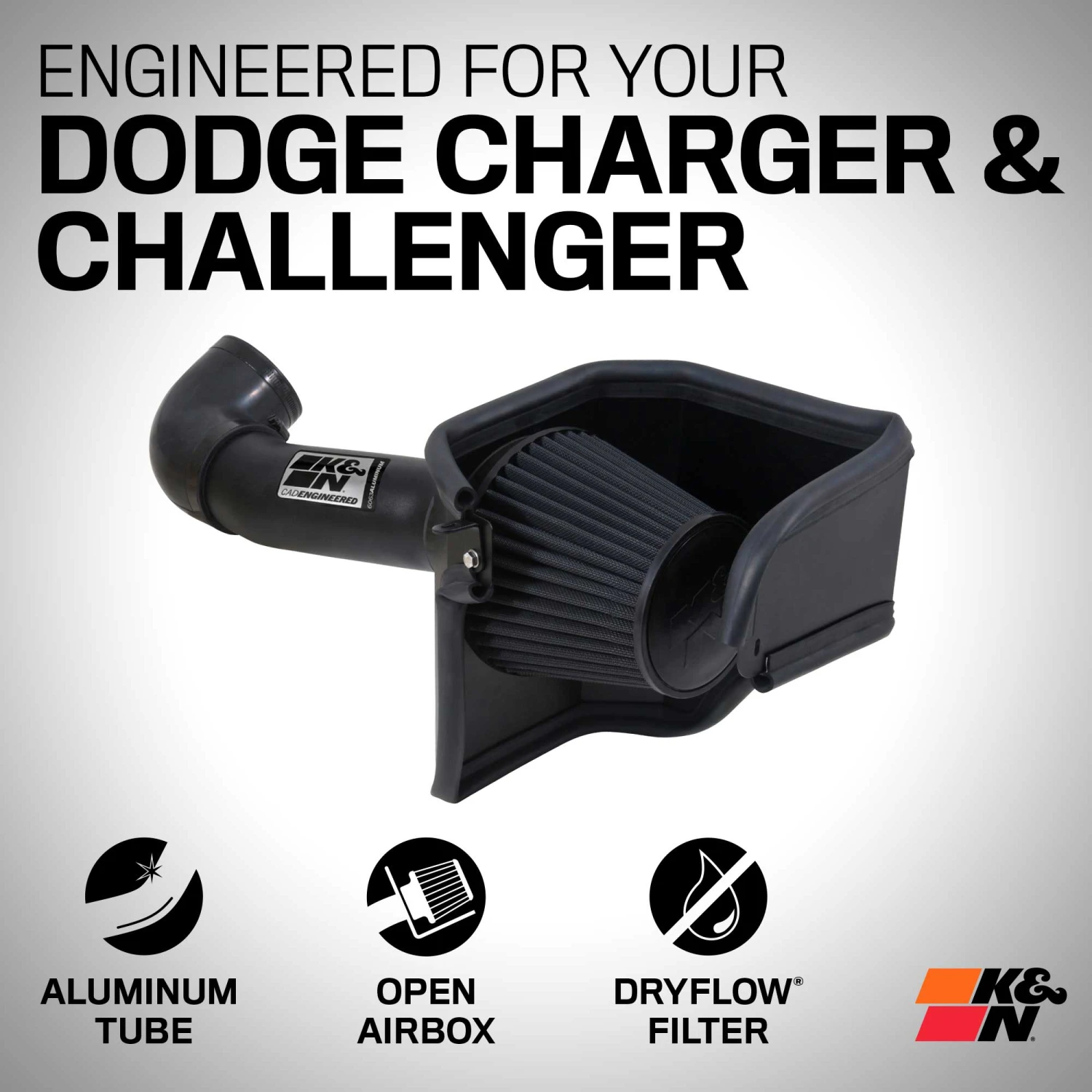 K&N Cold Air Intake - Dryflow, Aluminum Tube - DODGE/CHRYSLER V8-5.7/6.1L 2 K&N Cold Air Intake - Dryflow, Aluminum Tube - DODGE/CHRYSLER V8-5.7/6.1L - Image 2