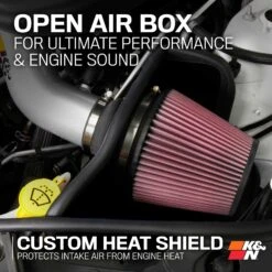 K&N Cold Air Intake - High-flow, Aluminum Tube - JEEP GRAND CHEROKEE V6-3.6L -Auto Filter Shop 77 1572KS HeatShield 1