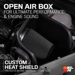 K&N Cold Air Intake - Dryflow, Aluminum Tube - CHEVROLET CAMARO SS 6.2L-V8 -Auto Filter Shop BlackHawk HeatShield 8