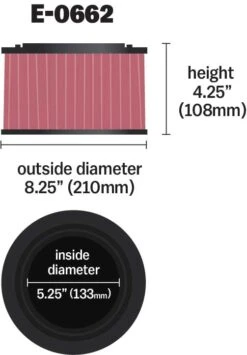 K&N High-Flow Original Lifetime Engine Air Filter - FORD RANGER L4-2.5L F/I -Auto Filter Shop E 0662 Dim