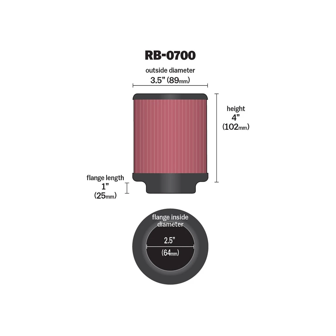 RB-0700 K&N Universal Clamp-On Air Filter 2 RB-0700 K&N Universal Clamp-On Air Filter - Image 2
