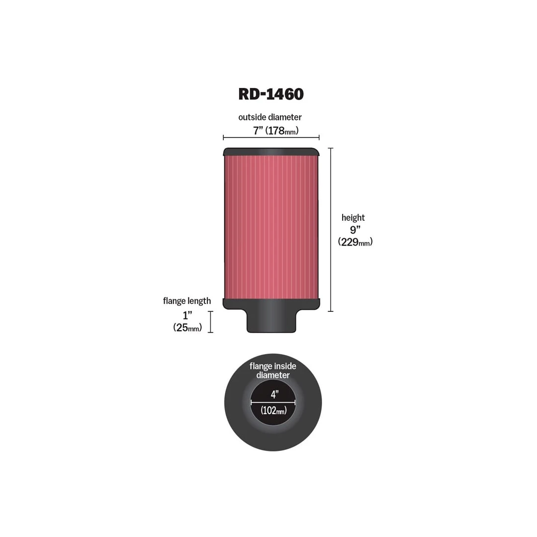 RD-1460 K&N Universal Clamp-On Air Filter 2 RD-1460 K&N Universal Clamp-On Air Filter - Image 2