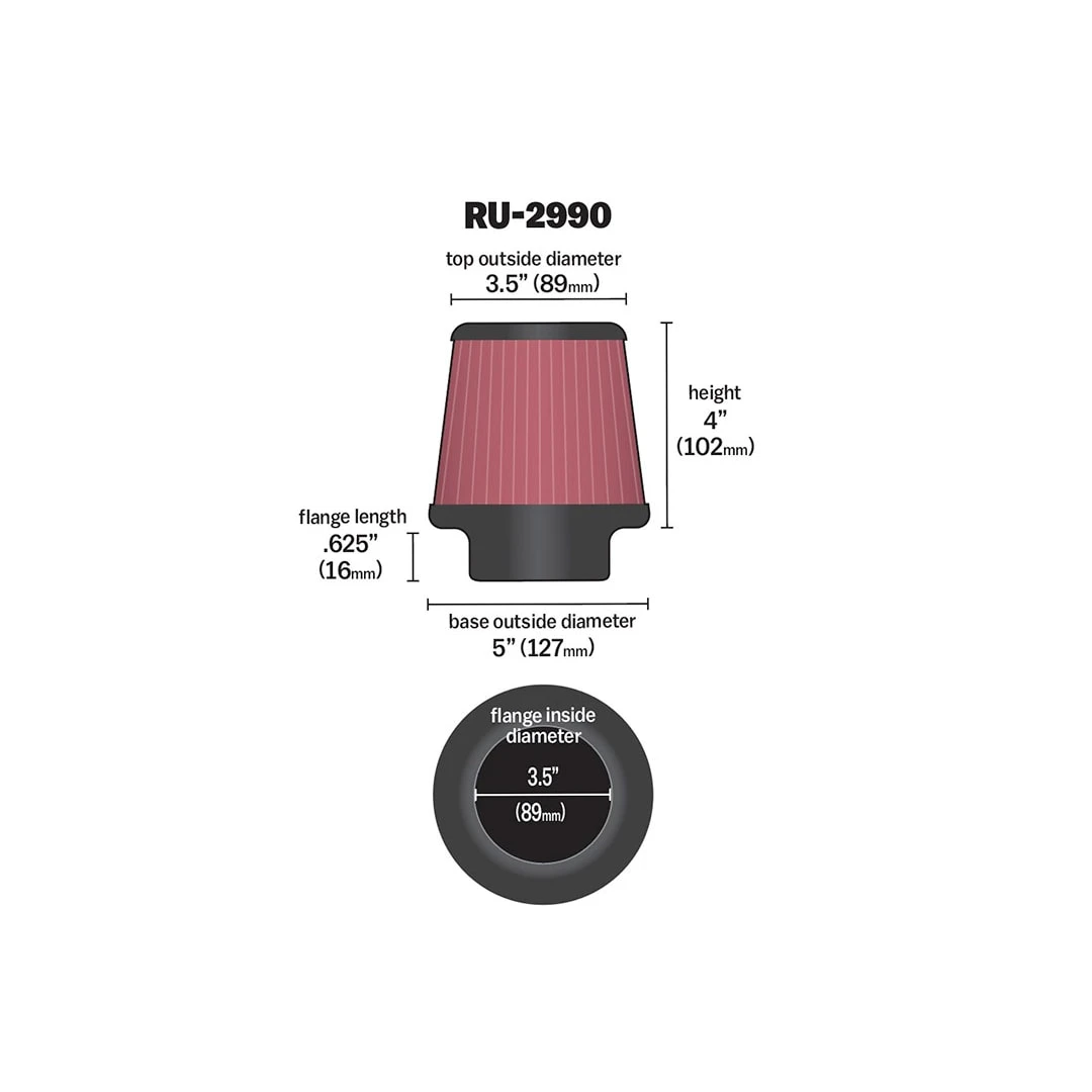 RU-2990 K&N Universal Clamp-On Air Filter 2 RU-2990 K&N Universal Clamp-On Air Filter - Image 2