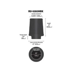 RU-5283HBK K&N Universal Clamp-On Air Filter 12 RU-5283HBK K&N Universal Clamp-On Air Filter -Auto Filter Shop RU 5283HBK Dim